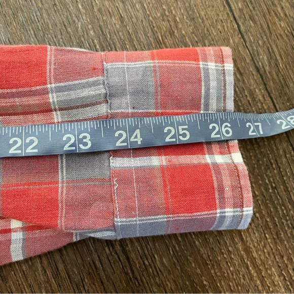 UnTuckIt 100% linen red plaid casual long sleeve button front shirt XL - Picture 6 of 8